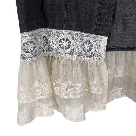 NWT Ladies Victorian Style Shacket w/Ruffle Lace Cuffs and Hem, Button Up Top M - Picture 4 of 7